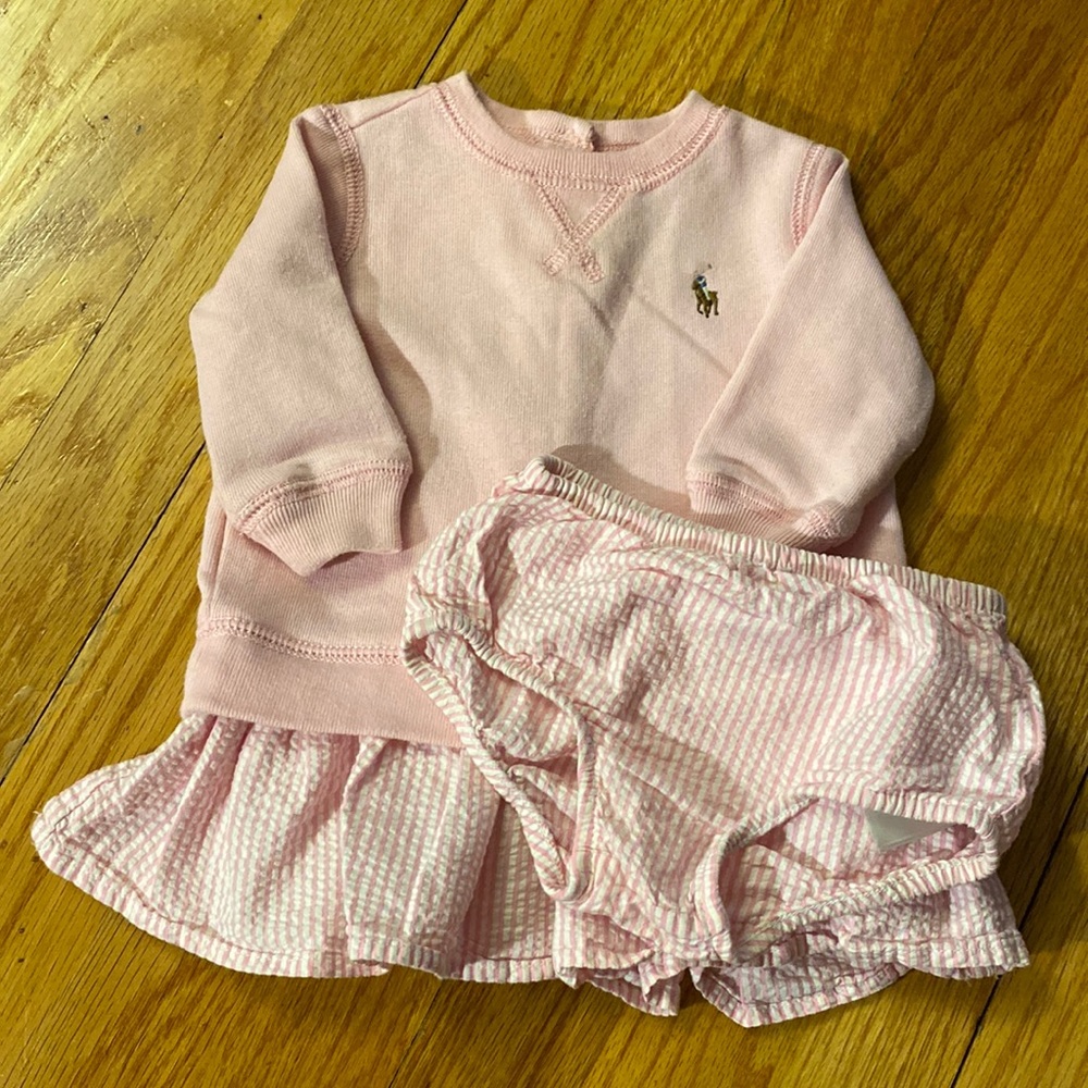 Ralph Lauren 3M Girl Pink Dress with Seersucker Bottom
